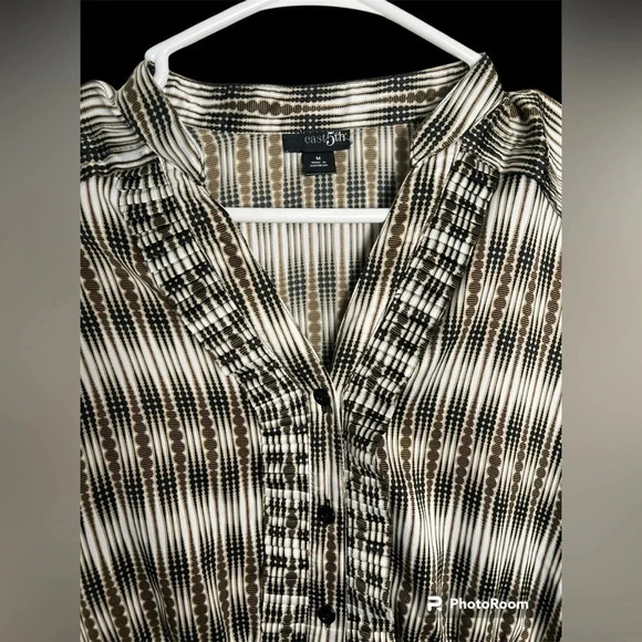 East 5th Medium Brown and Black button down blouse - Picture 2 of 3